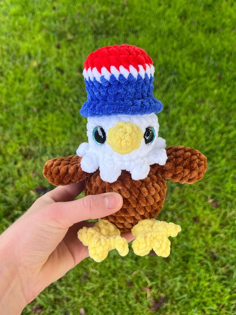 Crochet Bald Eagle Pattern with USA Hat: Beginner Friendly Amigurumi (PDF Pattern)