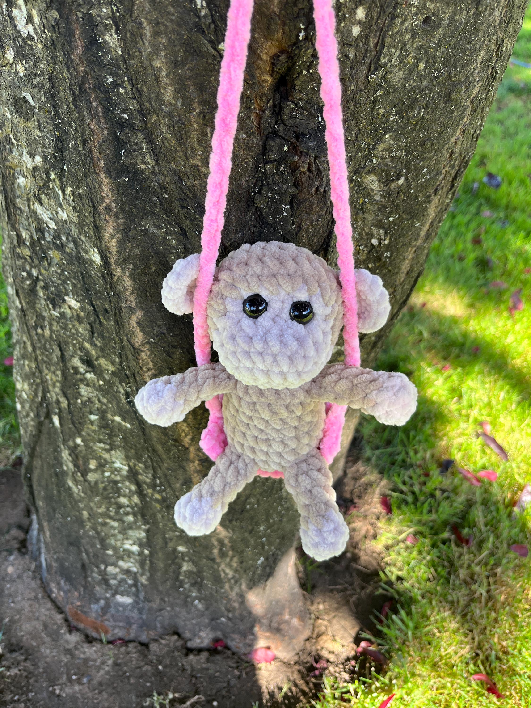 Monkey on a Swing Crochet Pattern LOW SEW Beginner Friendly Amigurumi Monkey Stuffed Animal