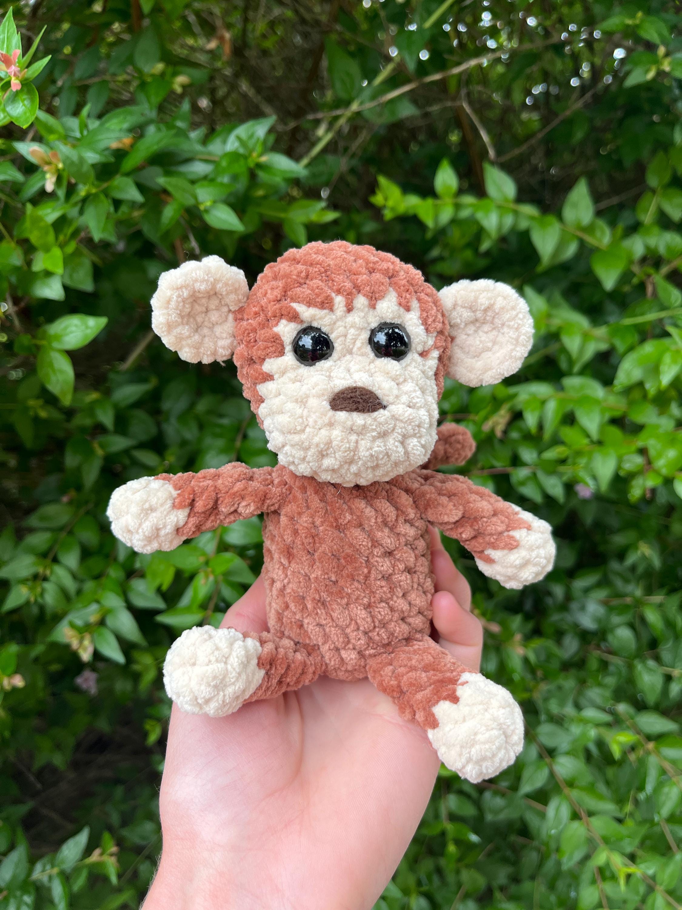 Monkey on a Swing Crochet Pattern LOW SEW Beginner Friendly Amigurumi Monkey Stuffed Animal