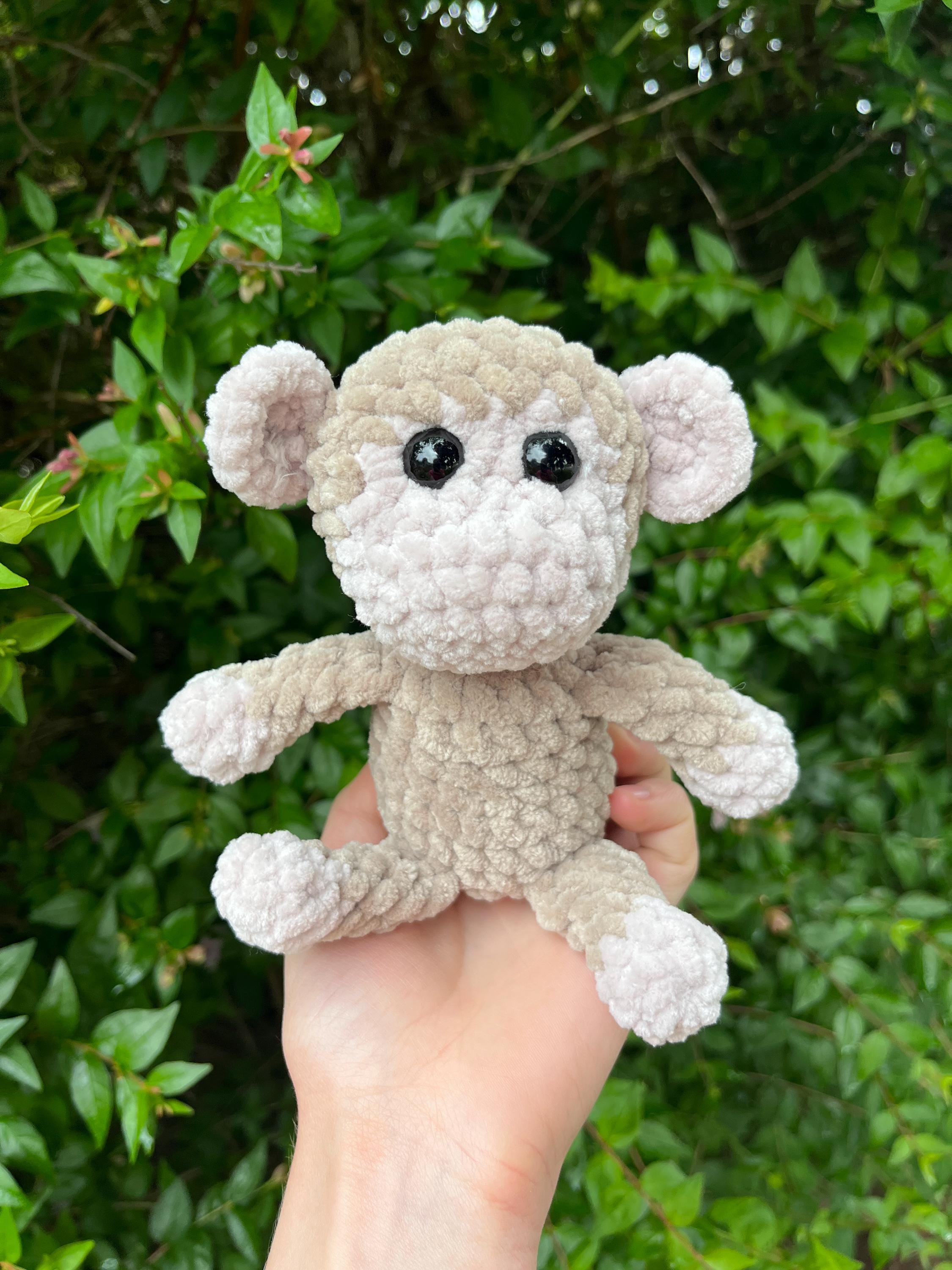 Monkey on a Swing Crochet Pattern LOW SEW Beginner Friendly Amigurumi Monkey Stuffed Animal