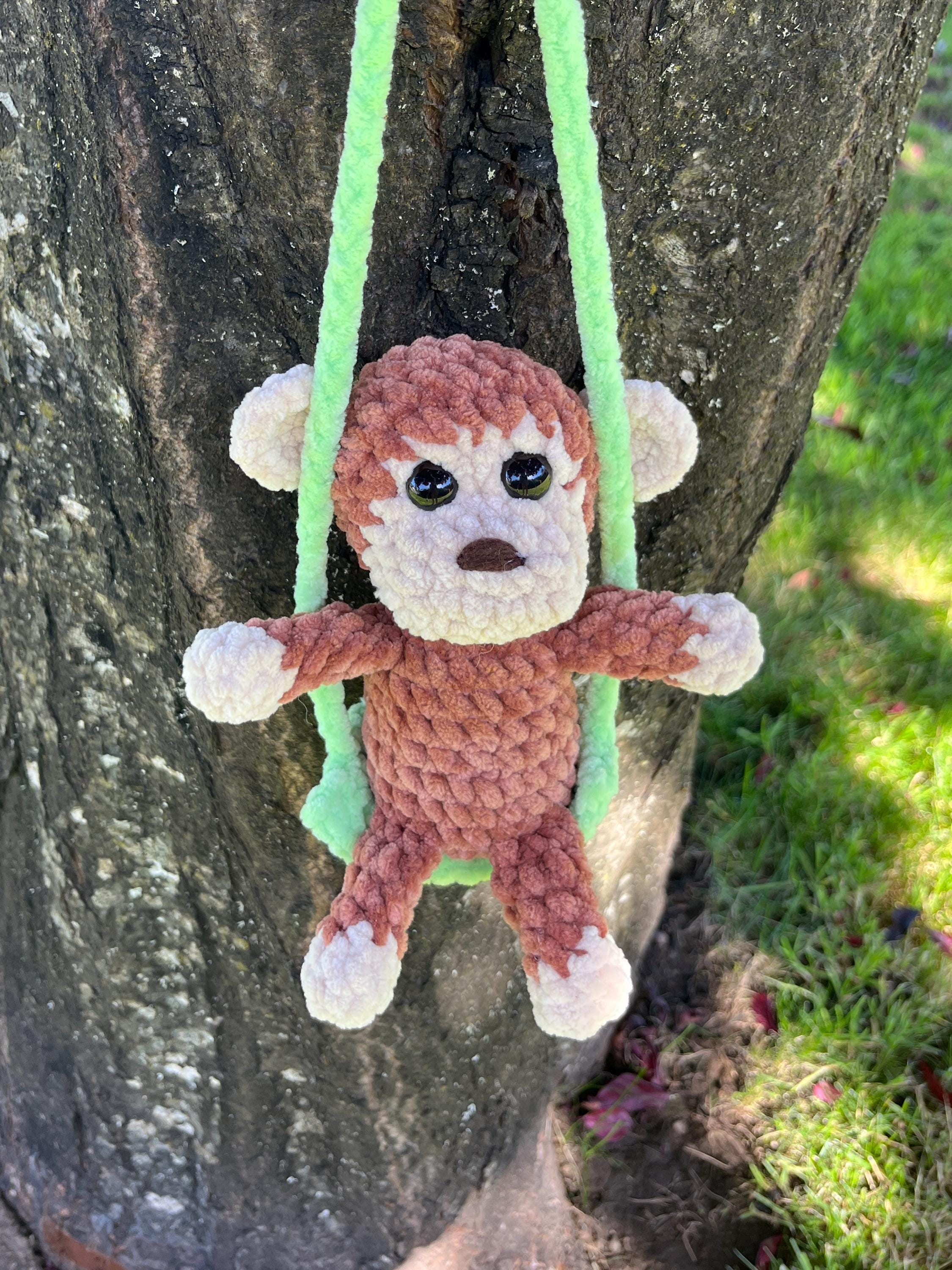 Monkey on a Swing Crochet Pattern LOW SEW Beginner Friendly Amigurumi Monkey Stuffed Animal