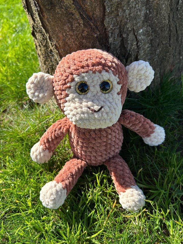 2-in-1 Monkey Crochet Pattern Bundle (Sitting Monkey and Monkey Snuggler)