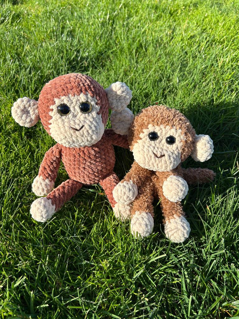 2-in-1 Monkey Crochet Pattern Bundle (Sitting Monkey and Monkey Snuggler)
