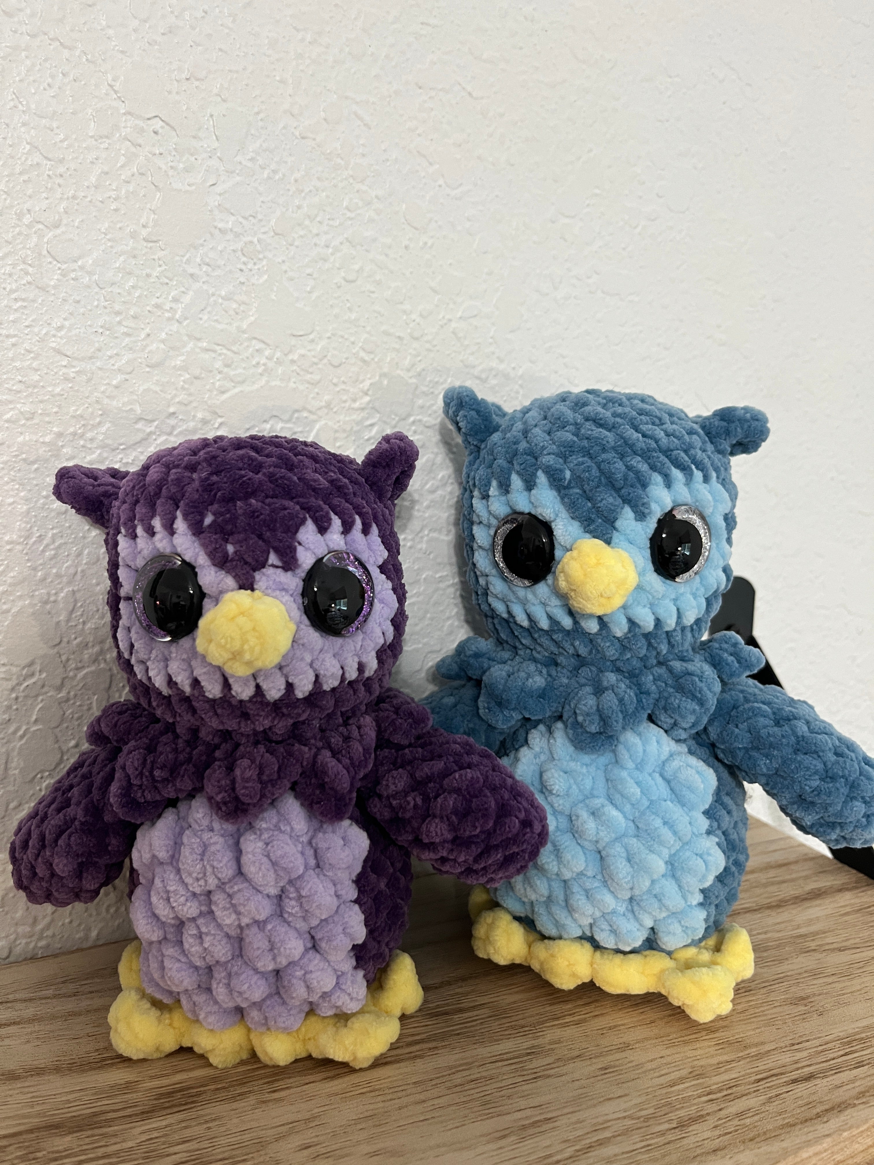Blue and Purple Owl Crochet Plushies