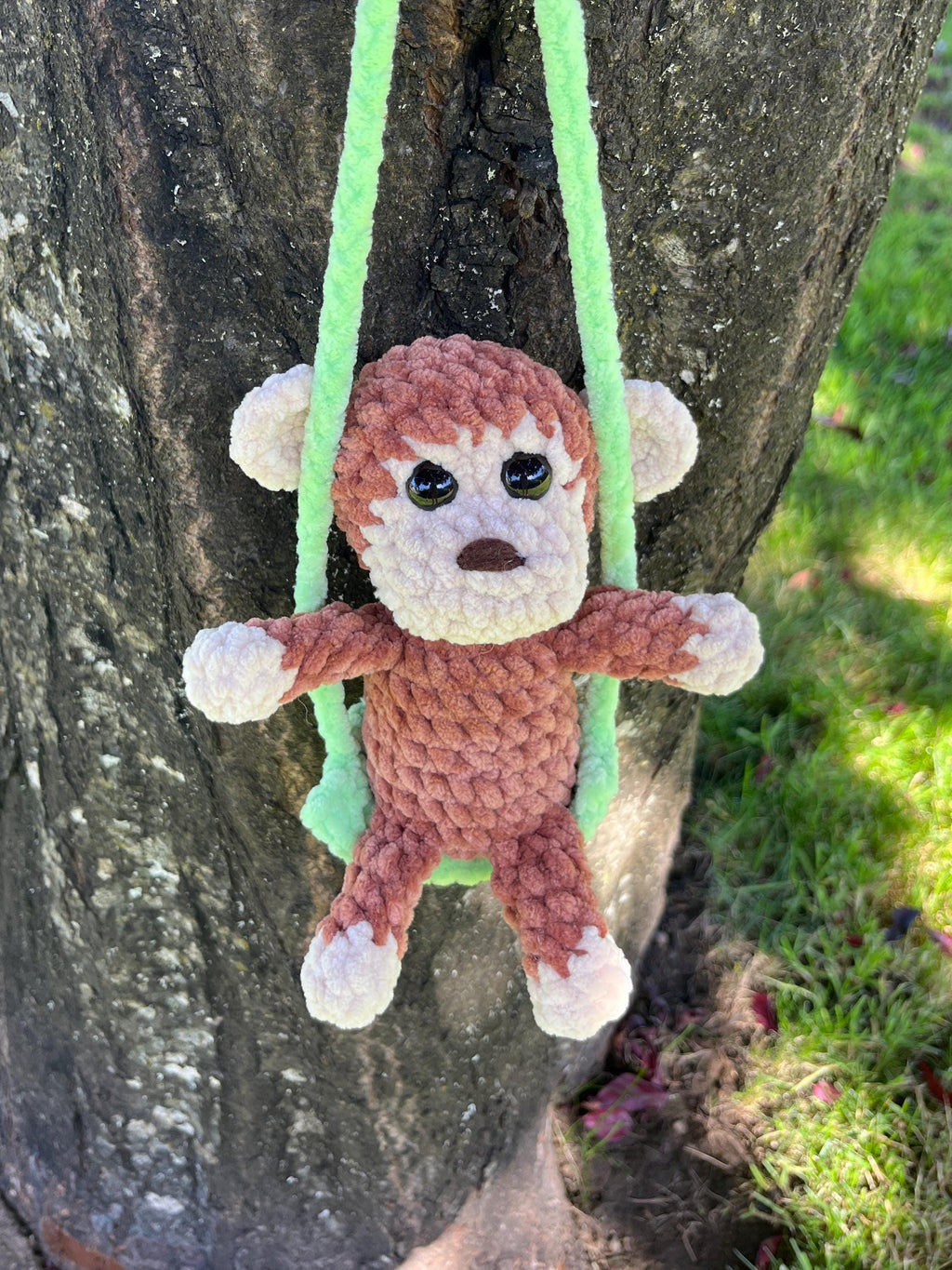 Monkey on a Swing Crochet Pattern LOW SEW Beginner Friendly Amigurumi Monkey Stuffed Animal